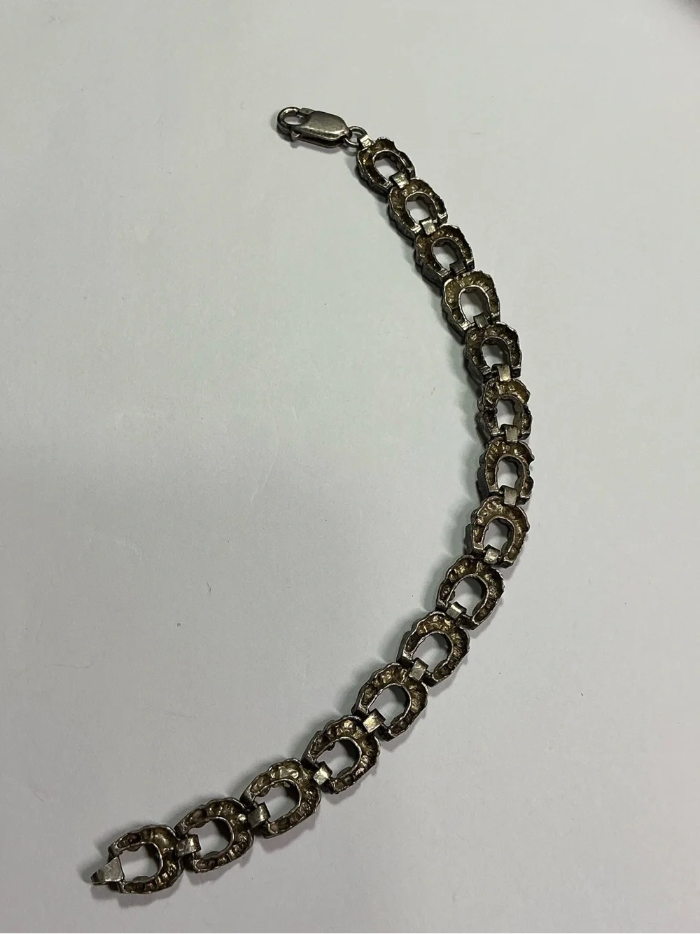 Sterling Silver Diamond Cut Square Link Bracelet. 7 inches long